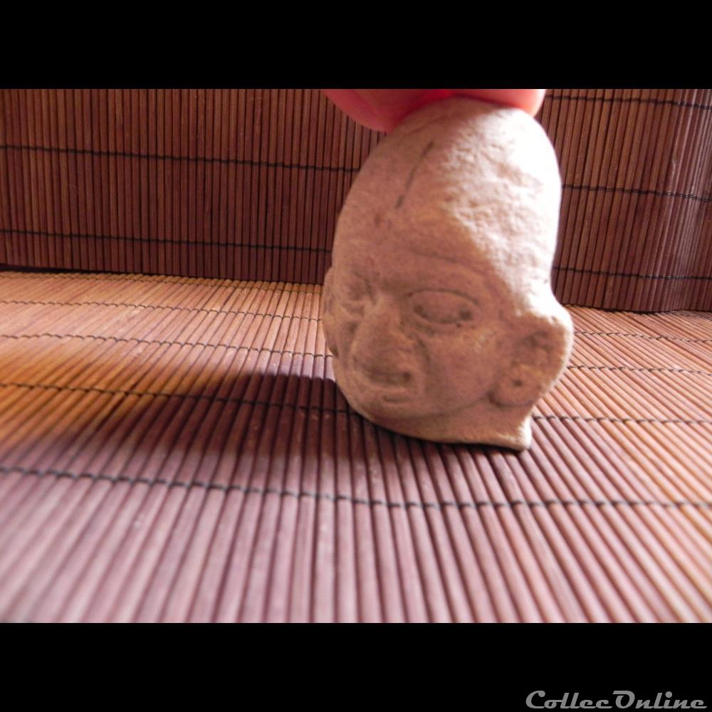 tête, TERRE CUITE EQUATEUR art antiquite archeologie amerique tete terre cuite equateur