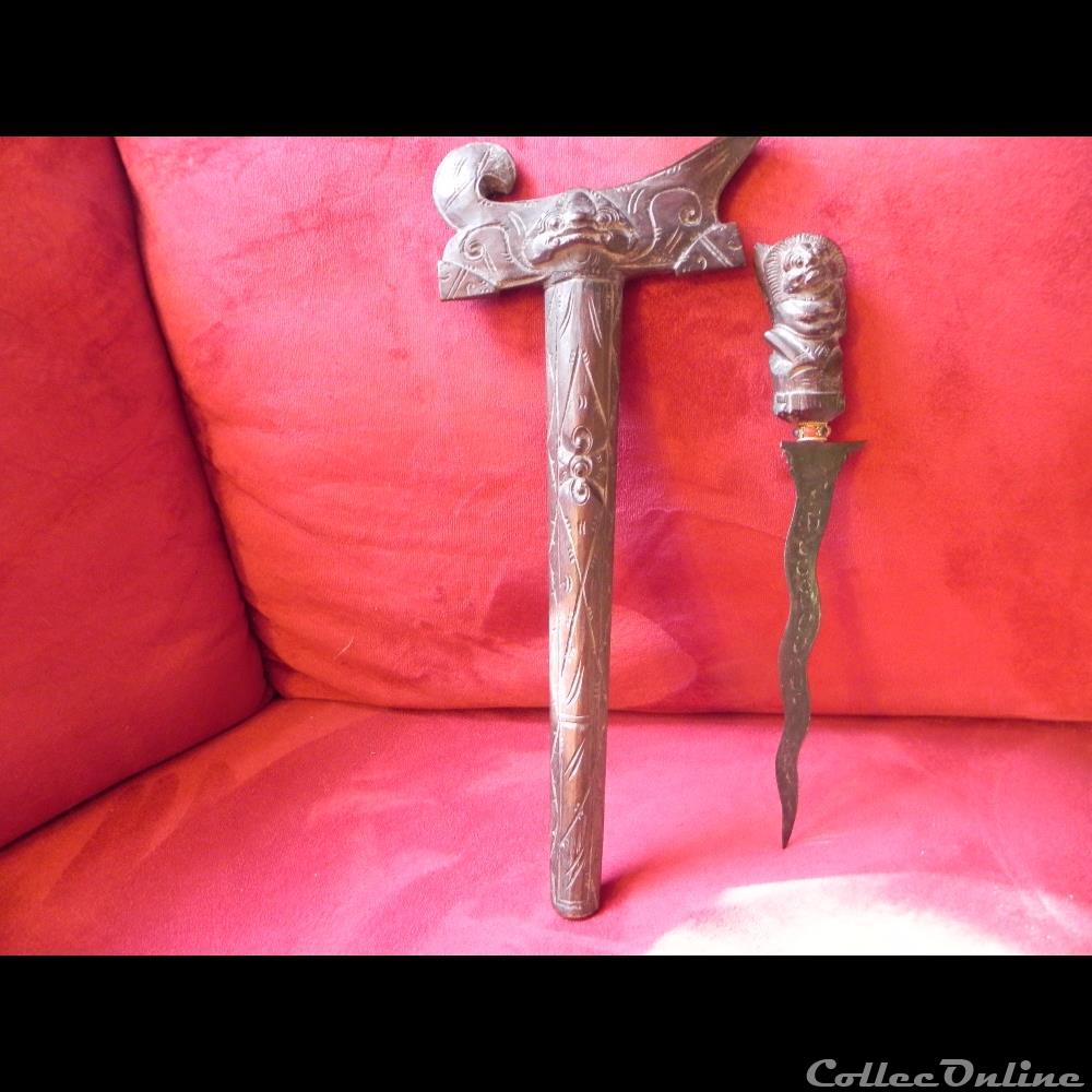 ancien couteau kriss damassé 3 militarium arme blanch mandat territoriaux ancien couteau kriss damasse