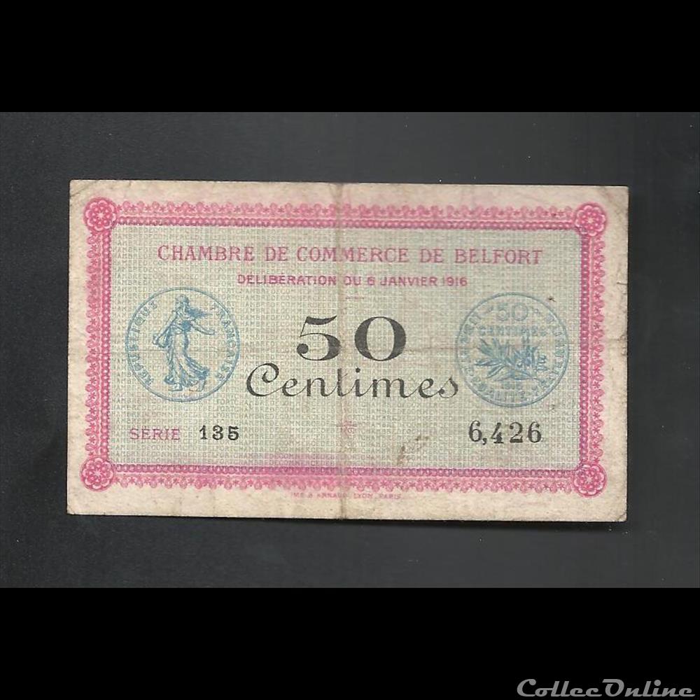 billet france diver 50 centimes belfort chambre de commerce