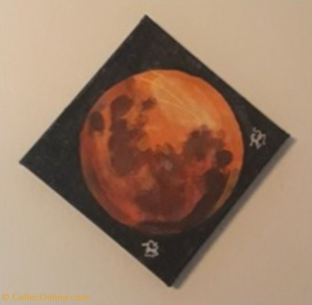 art antiquites peintures dessins lune rousse peinture acrylique sur toile visages et animaux