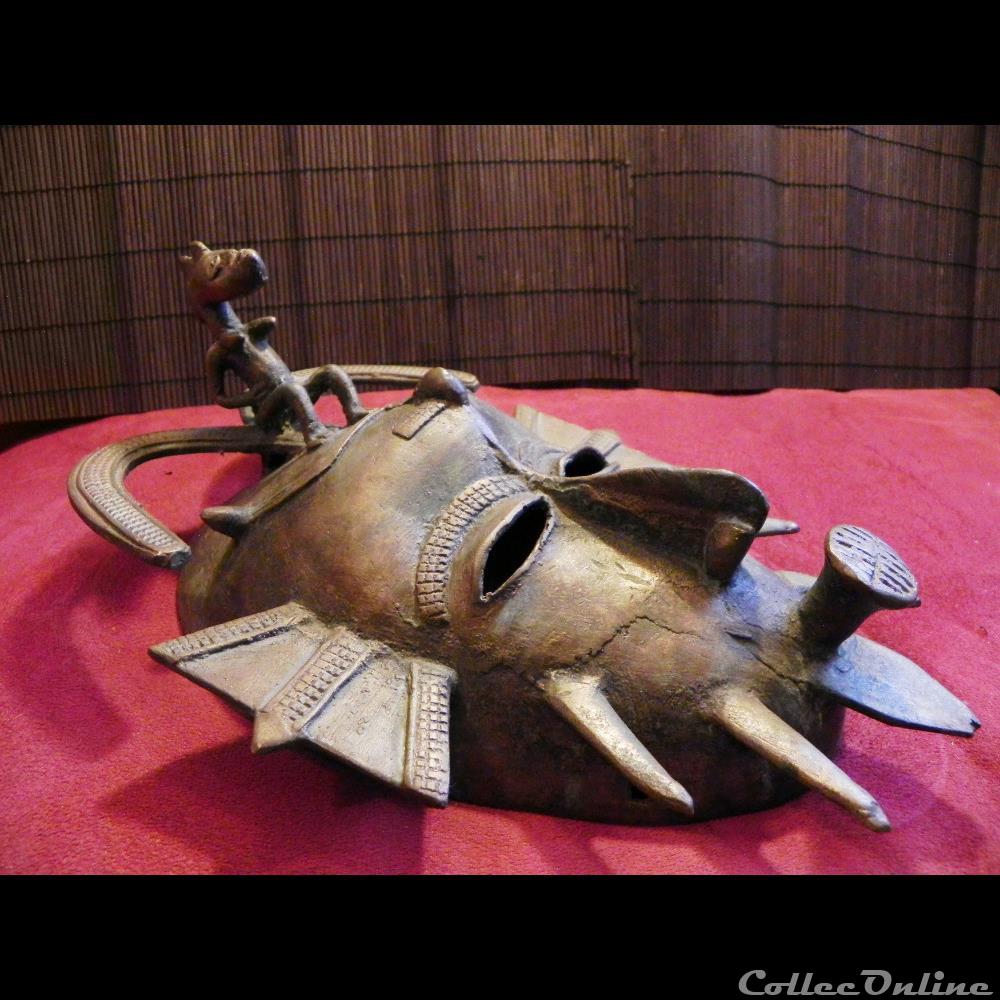 art antiquite africain masque de bronze senoufo kpeliye cote ivoire