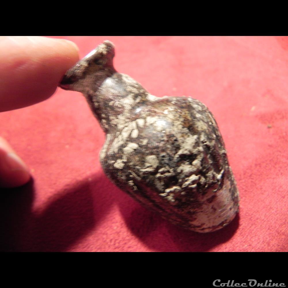 Amphorisque à onguent Phénicien en pâte de verre bun foncé art antiquite archeologie asie amphorisque a onguent phenicien en pate de verre bun fonce