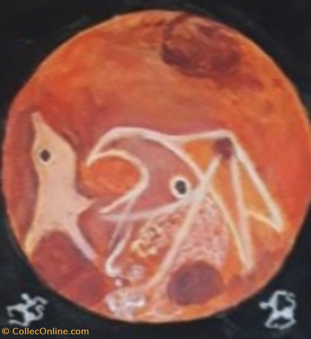 lune rousse peinture acrylique sur toile : visage ,aigle, dauphin . art antiquites peintures dessins lune rousse peinture acrylique sur toile visage aigle dauphin