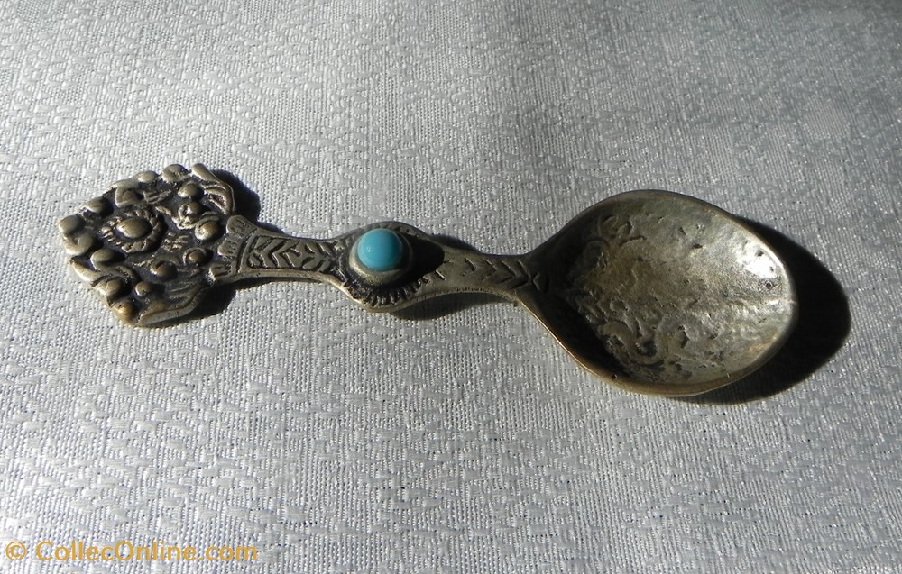 art antiquites oriental cuillere tibet nepal argent et turquoise