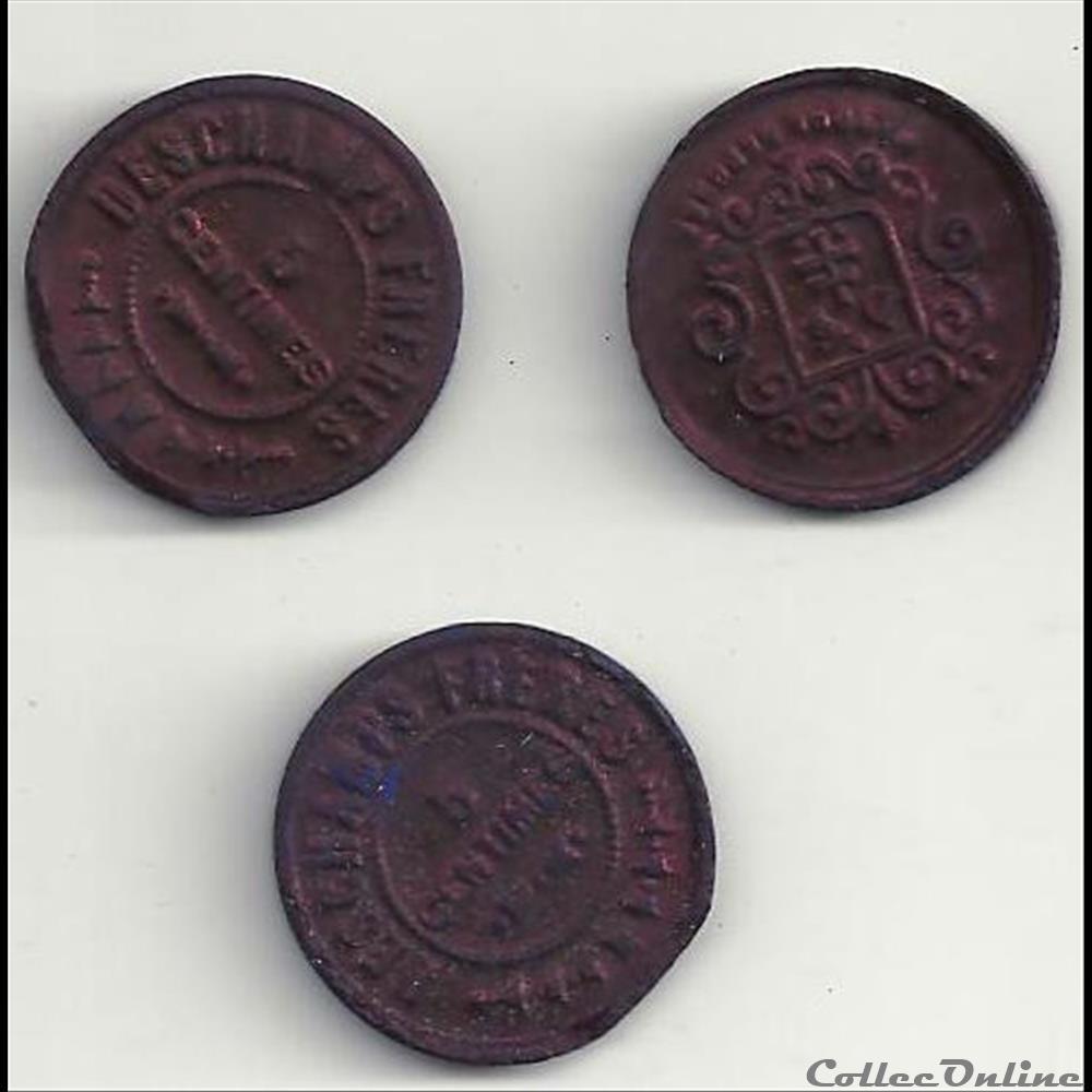 monnaie-lessive Déchamps frères bleu de REKITT 5 centimes 3 primitive afrique monnaie lessive dechamps freres bleu de rekitt 5 centimes