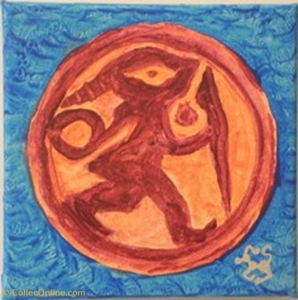 art antiquites peintures dessins lune rousse peinture acrylique sur toile visages et animaux