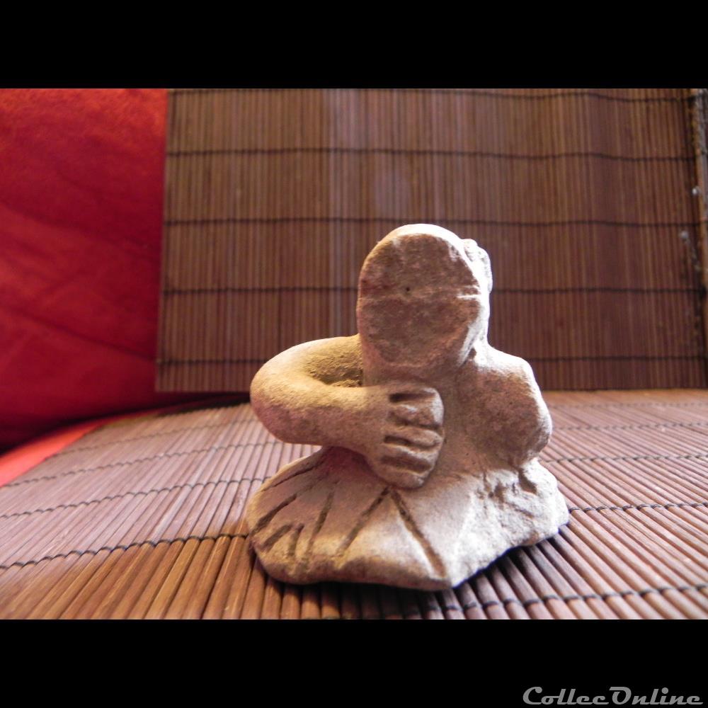 art antiquite archeologie amerique fragment de buste de personnage terre cuite