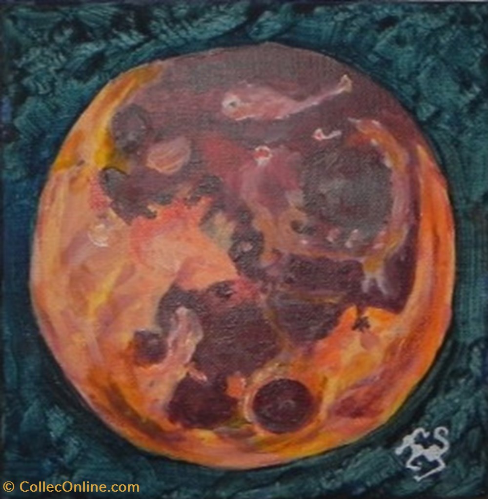 art antiquites peintures dessins lune rousse peinture acrylique sur toile visages et animaux