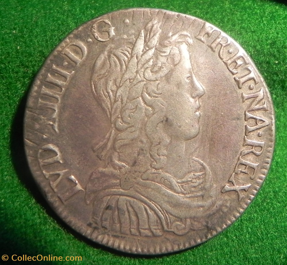 monnaies europe medievale france royales broche demi ecu louis xiv 1651 h la rochelle