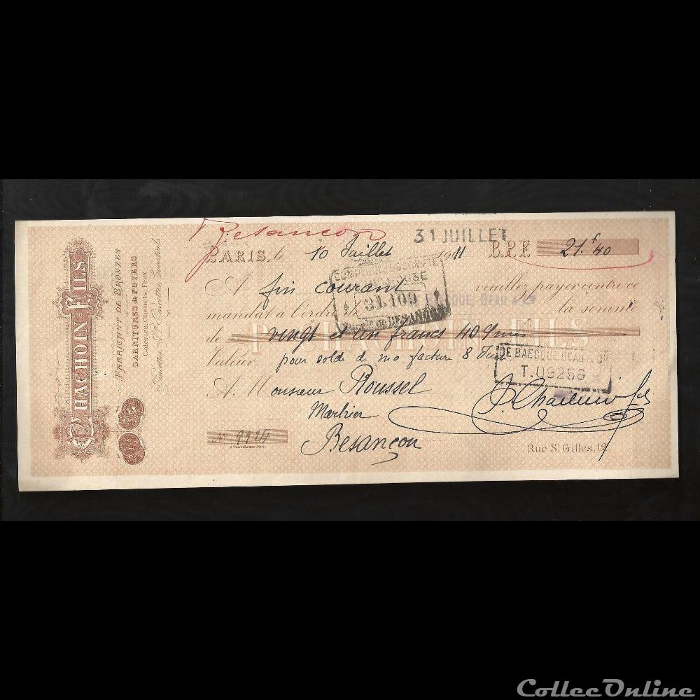mandat à ordre 21,40 francs 1911 2 vieux papier lettre de change territoriaux mandat a ordre 21 40 francs 1911