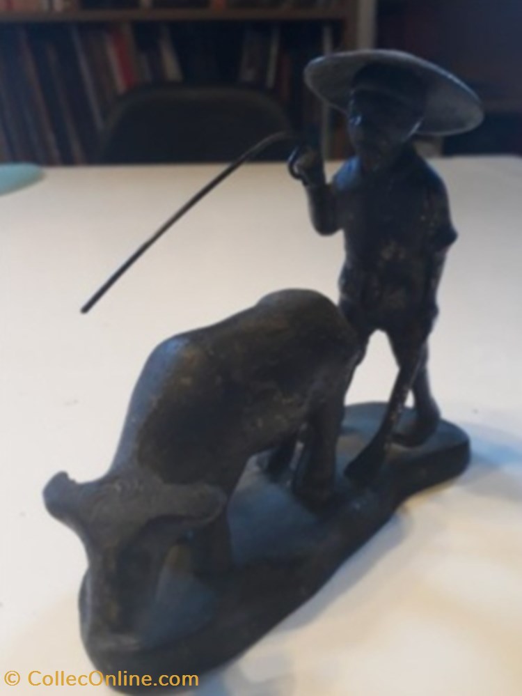 art antiquite asiatique paysan et son bufle indo bronze