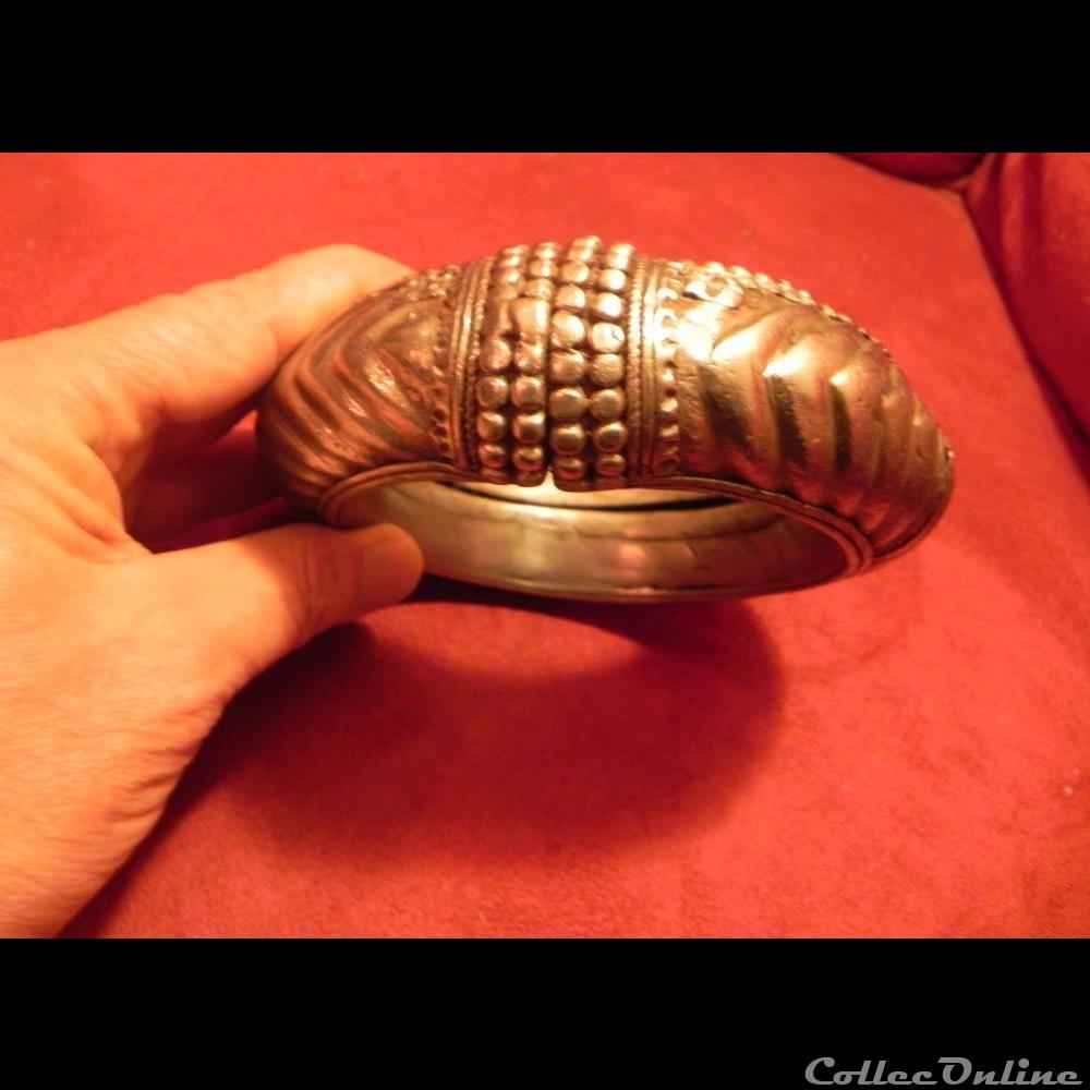 MANILLE de cheville ARGENT RADJASTHAN 4 monnaie primitive asie manille de cheville argent radjasthan