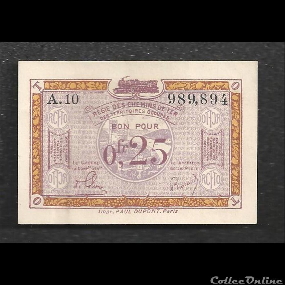 billet france diver 0 25 franc regie des chemins de fer