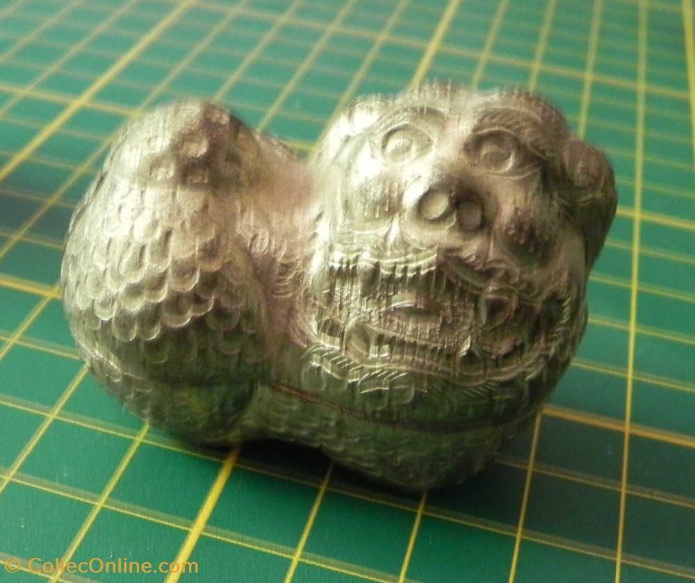 art antiquites oriental petite boite argent tibet chien fo