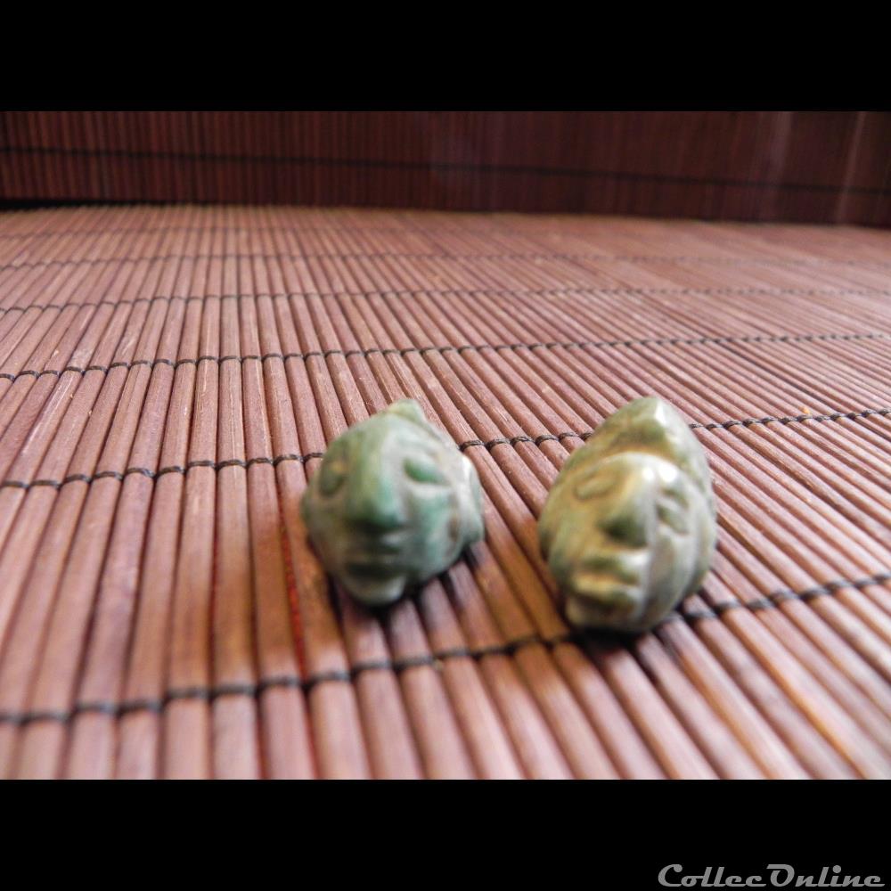 AMULETTES pendentif, perles de jade vert MAYA GUATEMALA 200 à 600 apr JC art antiquite amerique amulettes pendentif perles de jade vert maya guatemala 200 a 600 apr jc