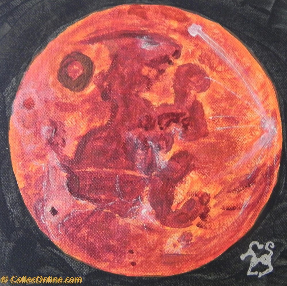 art antiquites peintures dessins lune rousse peinture acrylique sur toile visages et animaux