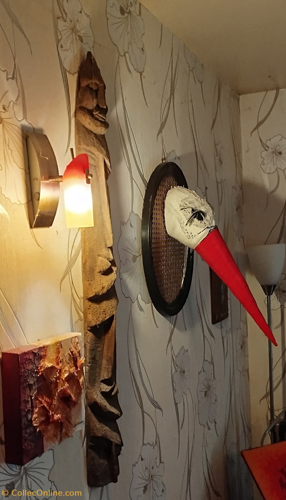 art antiquites sculptures tissus cigogne creatrice brij villa marla besancon sculpture zoomorphe tete oiseau en tissu
