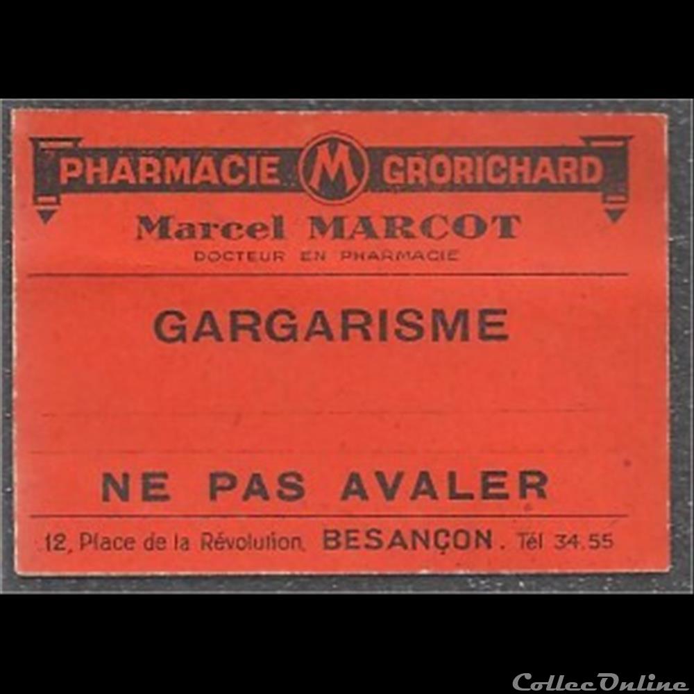 ancienne étiquette de Produit pharmacieutique année 50 BESANCON vieux papier mandat territoriaux ancienne etiquette de produit pharmacieutique annee 50 besancon