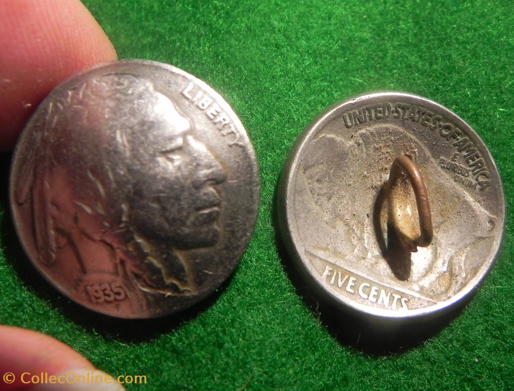 bouton bombé , tête d indien monnaie USA monnaies bouton bombe tete d indien monnaie usa