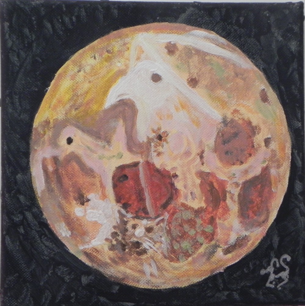 lune peinture acrylique sur toile : visages et animaux . art antiquites peintures dessins lune peinture acrylique sur toile visages et animaux