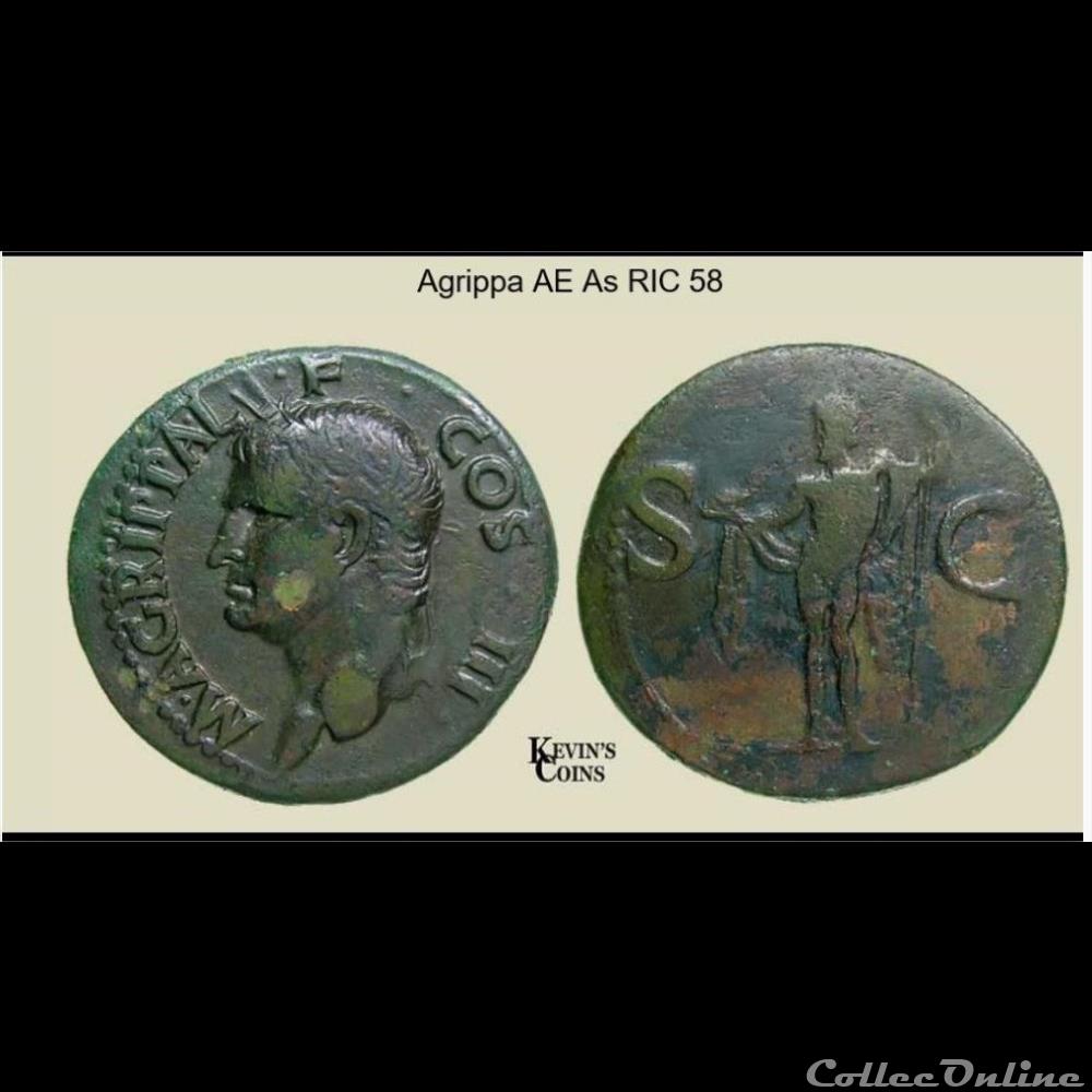 AGRIPPA L F COS III AS 4 monnaie antique romaine agrippa l f cos iii as