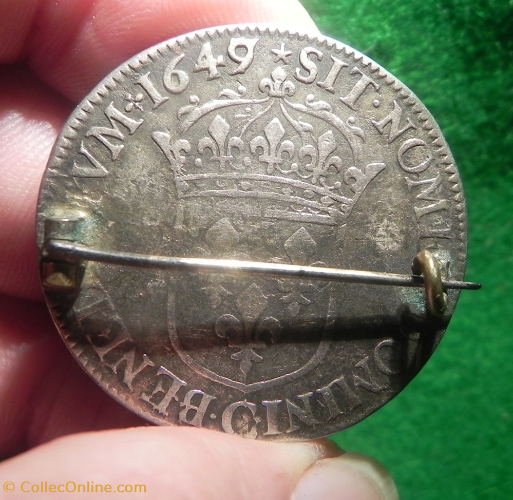 monnaies europe medievale a france royales broche demi ecu louis xiv 1649 g toulouse