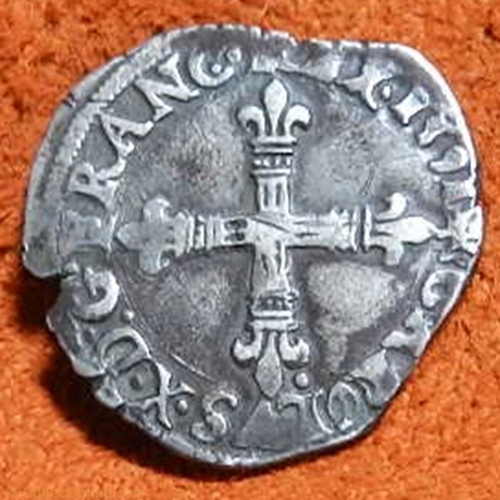Charles X 1591 1/4 écu Ci 1487 monnaie france royale charles x 1591 1 4 ecu ci 1487