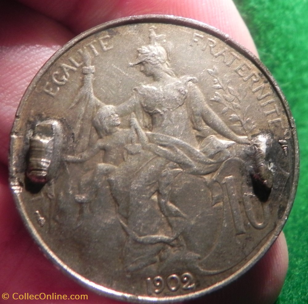 10 Ctes Dupuis Dorée, argentée 1902 monnaies 10 ctes dupuis doree argentee 1902