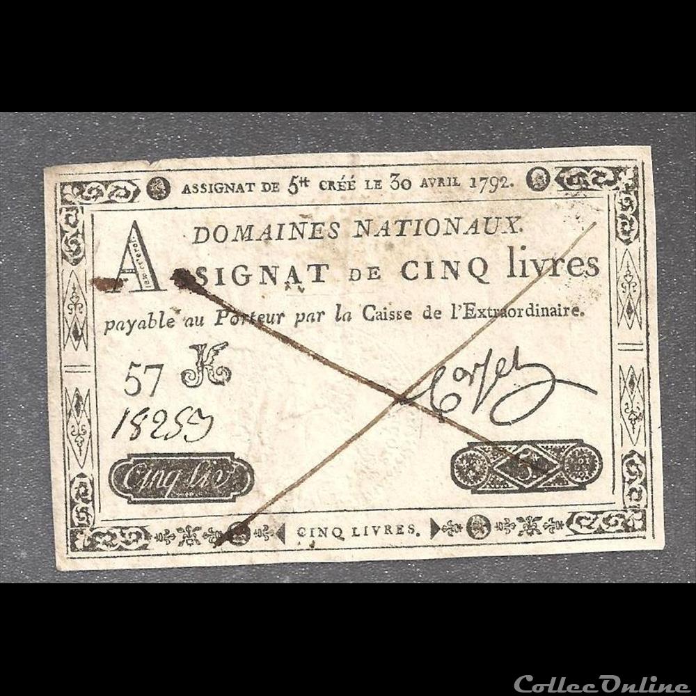 faux assignat de 5 livres .domaines nationnaux du 30 avril 1792 billets europe france faux assignat de 5 livres domaines nationnaux du 30 avril 1792
