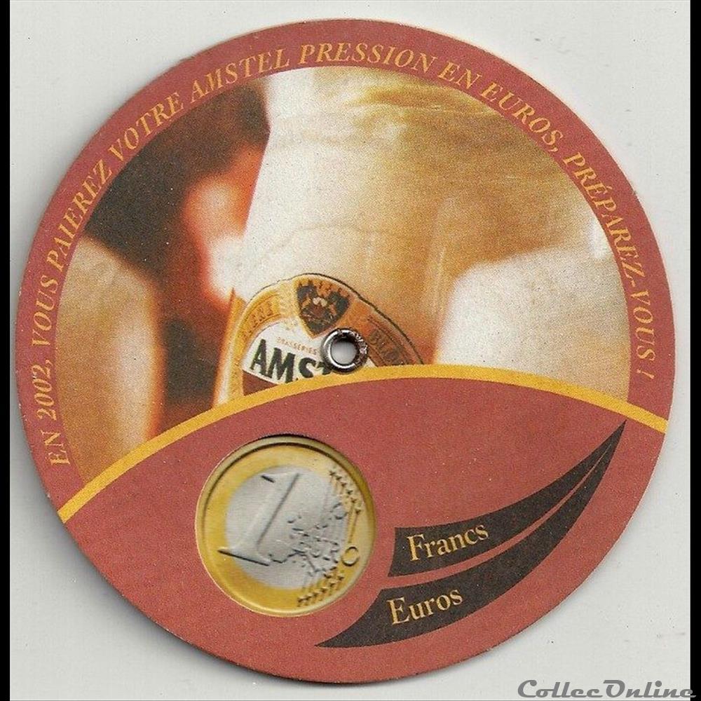 sous bock convertisseur franc euro bière Amstel bistrot alimentation mandat territoriaux sous bock convertisseur franc euro biere amstel