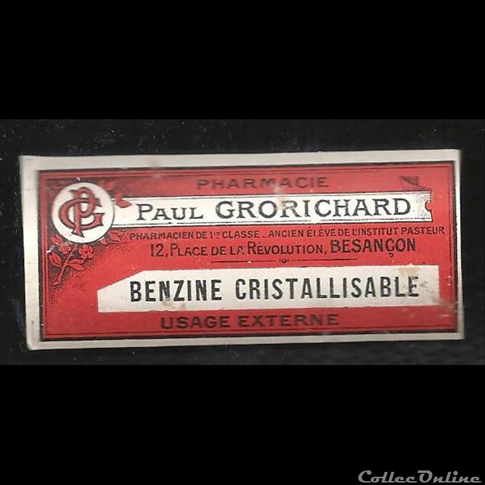 benzine cristallisable ancienne étiquette pharmacieutique année 50 vieux papier mandat territoriaux benzine cristallisable ancienne etiquette pharmacieutique annee 50