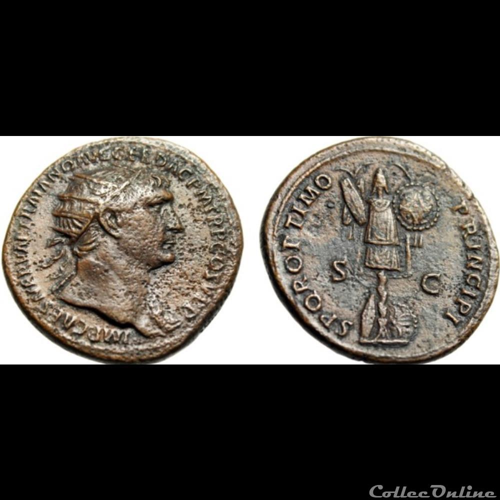Trajan S P Q R OPTIMO - PRINCIPI/ S|C dupondius 2 monnaie antique romaine trajan s p q r optimo principi s c dupondius