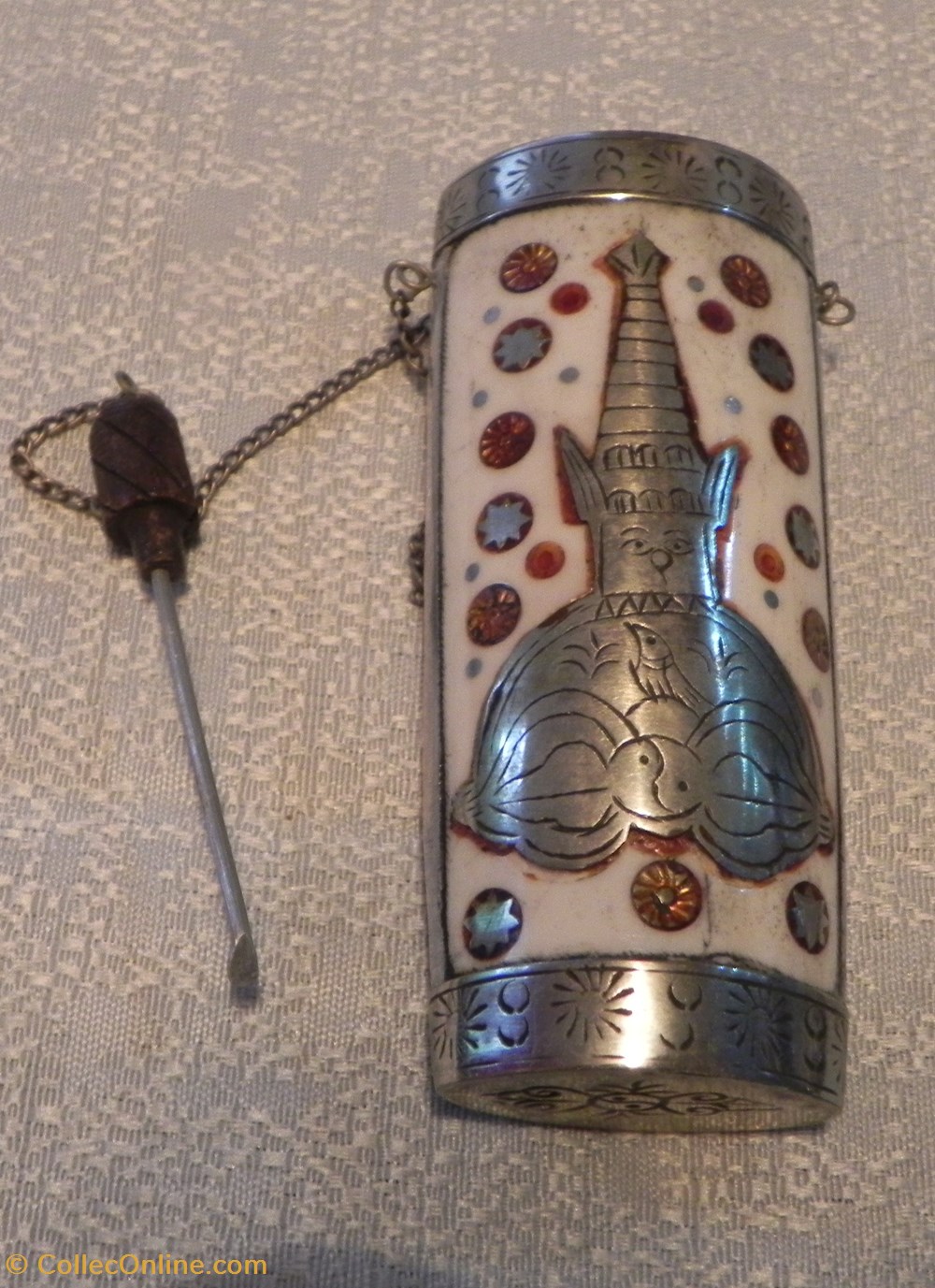 bouteille pour tabac à priser en os, argent Tibet Népal 4 art antiquites oriental bouteille pour tabac a priser en os argent tibet nepal