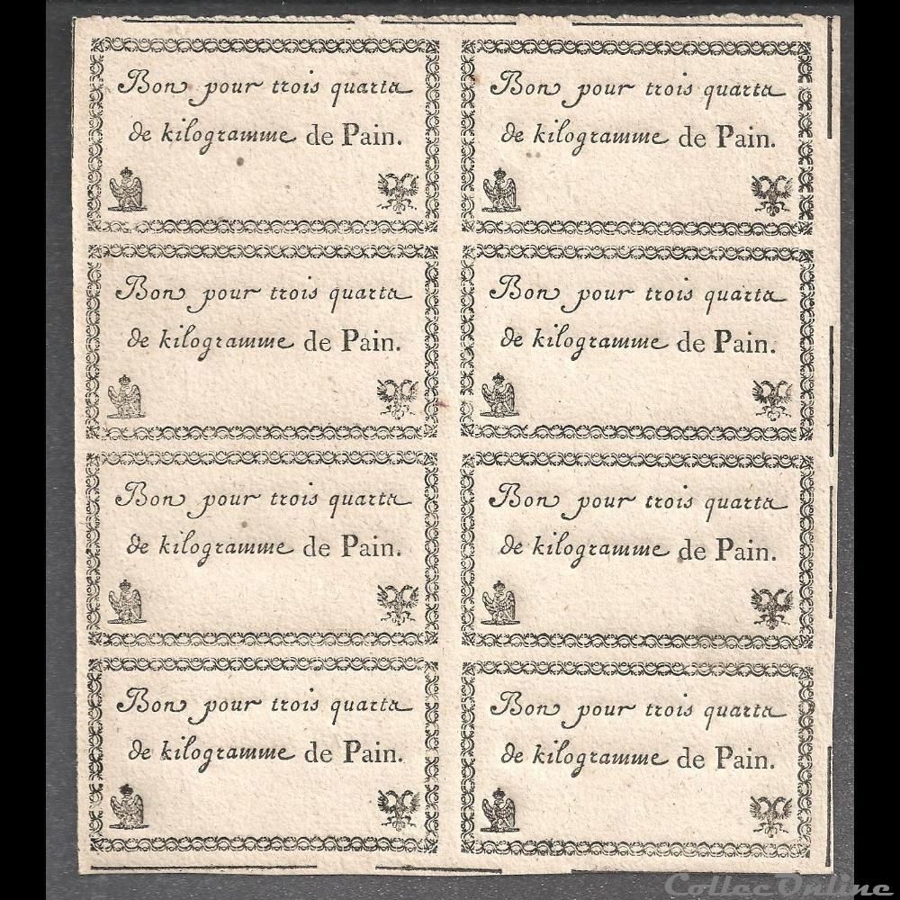 billet france diver planche de 8 bons pour 3 quarta de kilogramme de pain