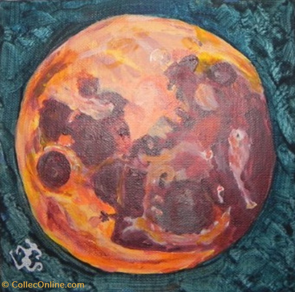 art antiquites peintures dessins lune rousse peinture acrylique sur toile visages et animaux