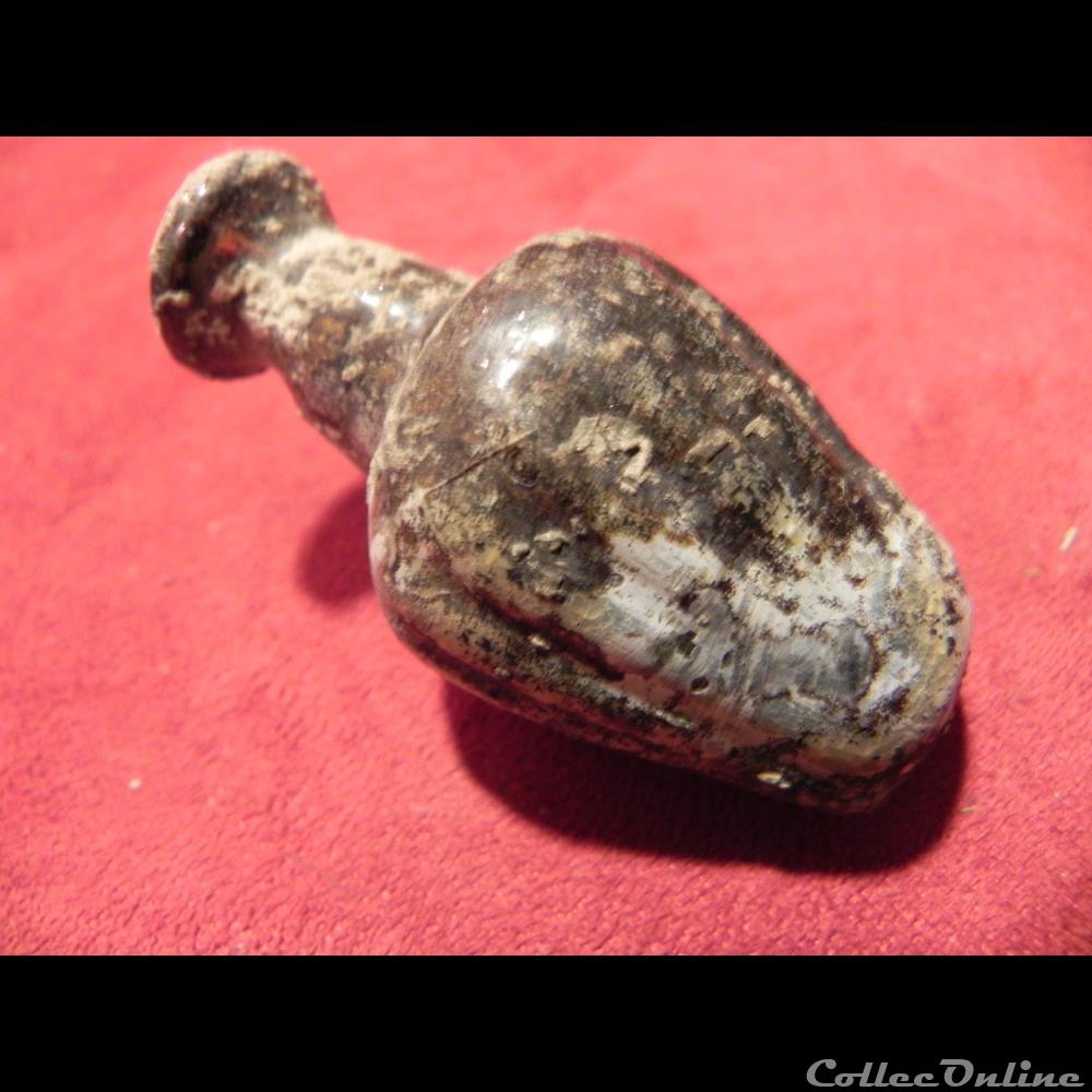 Amphorisque à onguent Phénicien en pâte de verre bun foncé art antiquite archeologie asie amphorisque a onguent phenicien en pate de verre bun fonce