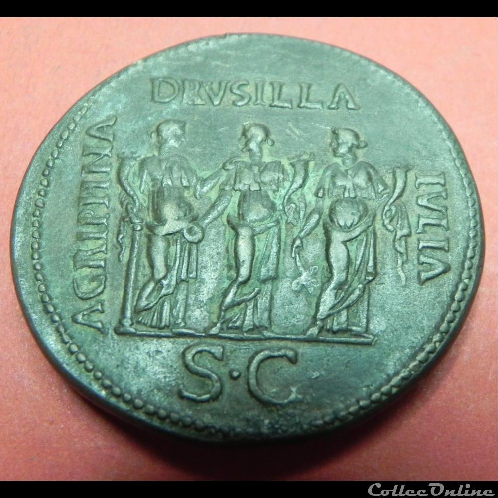 Caligula et de ses trois soeurs (RIC 33) sesterce (copie) 2 monnaie antique romaine caligula et de ses trois soeurs ric 33 sesterce copie