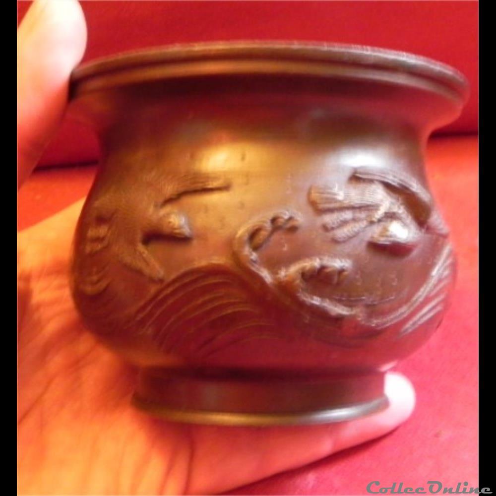 BRONZE petit vase cratère 7 art antiquite asiatique yorouba bronze petit vase cratere