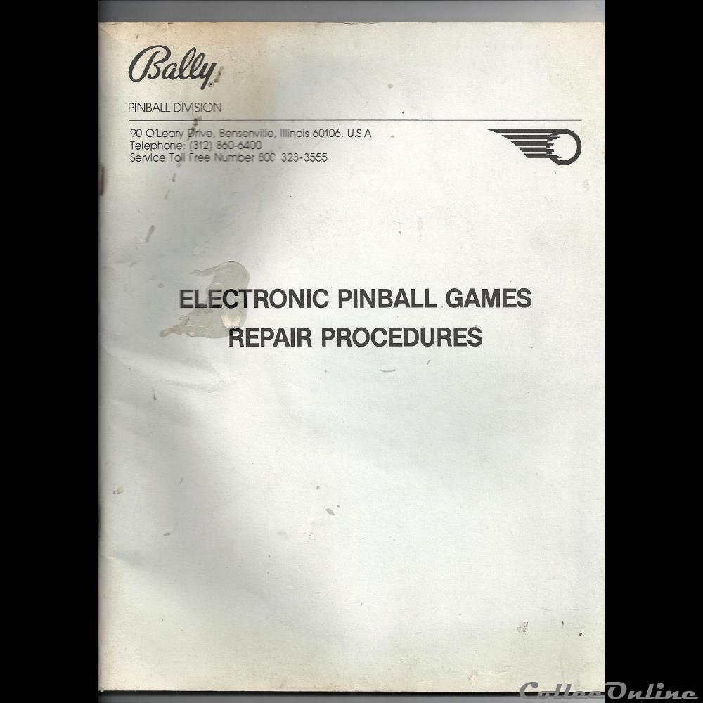 flipper bally electronic pinballgames repair procedures 1976 jeux jouet de bar arcade mandat territoriaux flipper bally electronic pinballgames repair procedures 1976