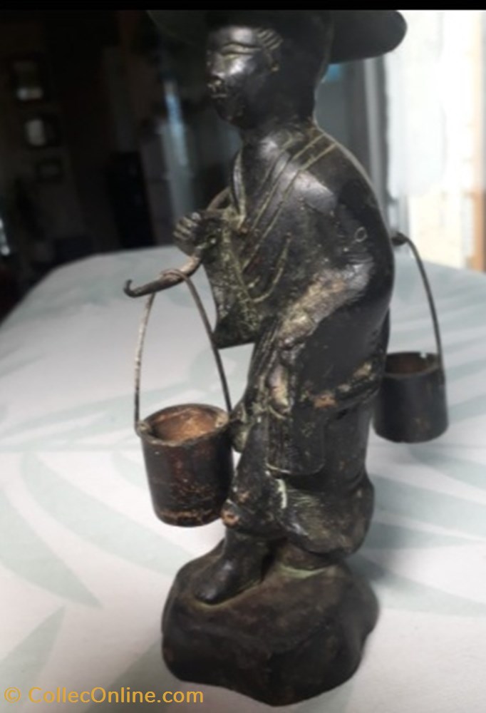 art antiquite asiatique porteur eau indo bronze
