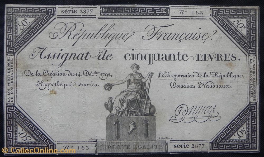 assignat 50 livres 14 décembre 1792 billets europe france assignat 50 livres 14 decembre 1792