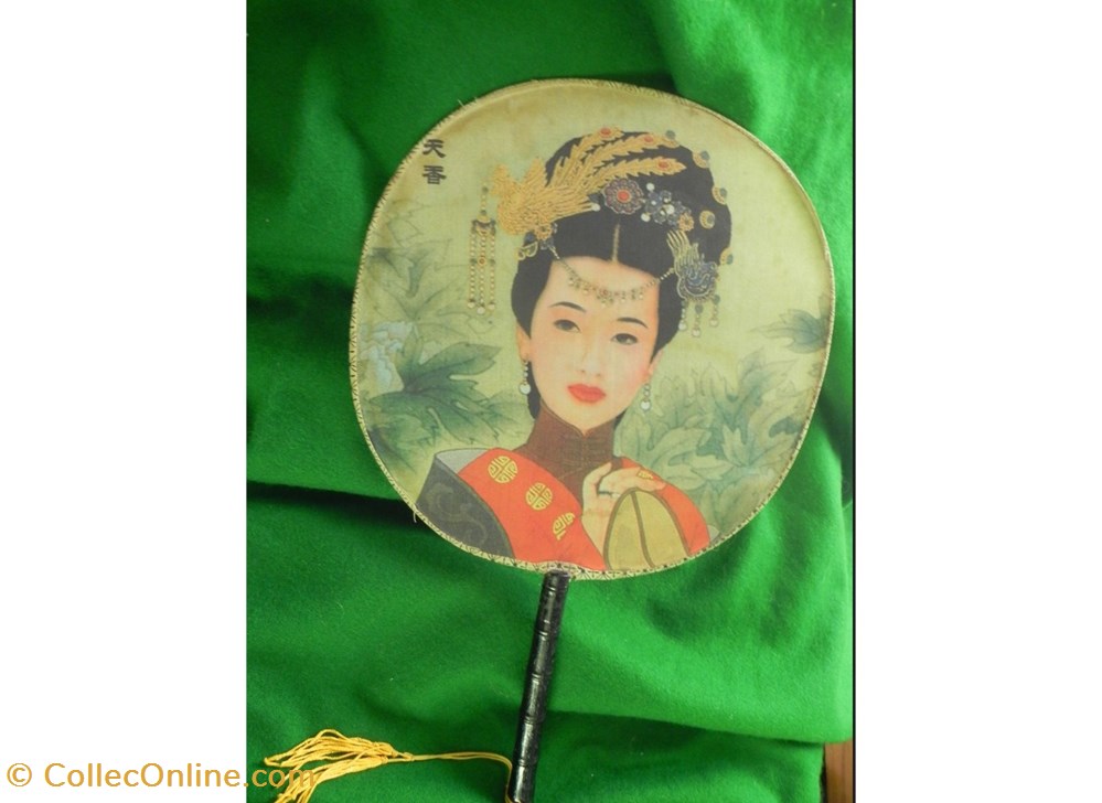 éventail Japon concubine peinture sur toile vetements et accessoires eventails eventail japon concubine peinture sur toile