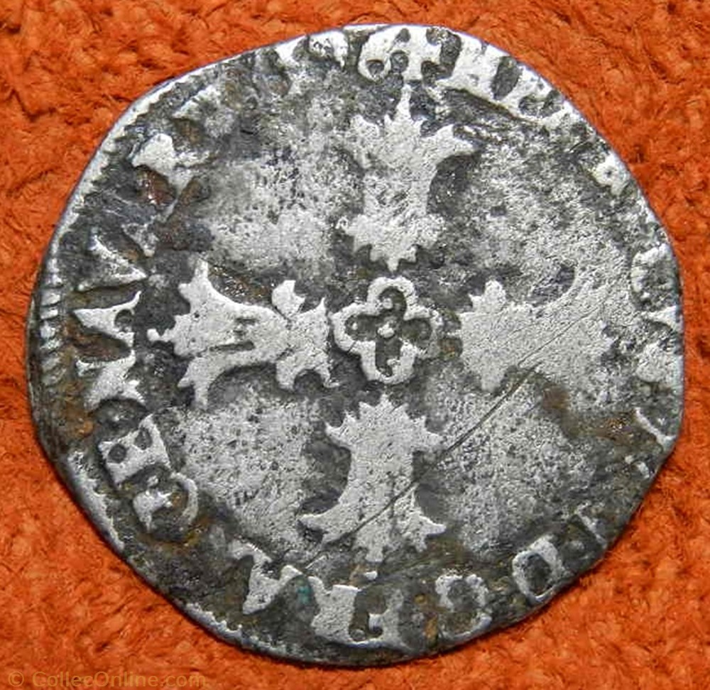 HENRI IV 1596 L 1/8 d'écu, croix feuillue de face monnaie france royale henri iv 1596 l 1 8 ecu croix feuillue de face