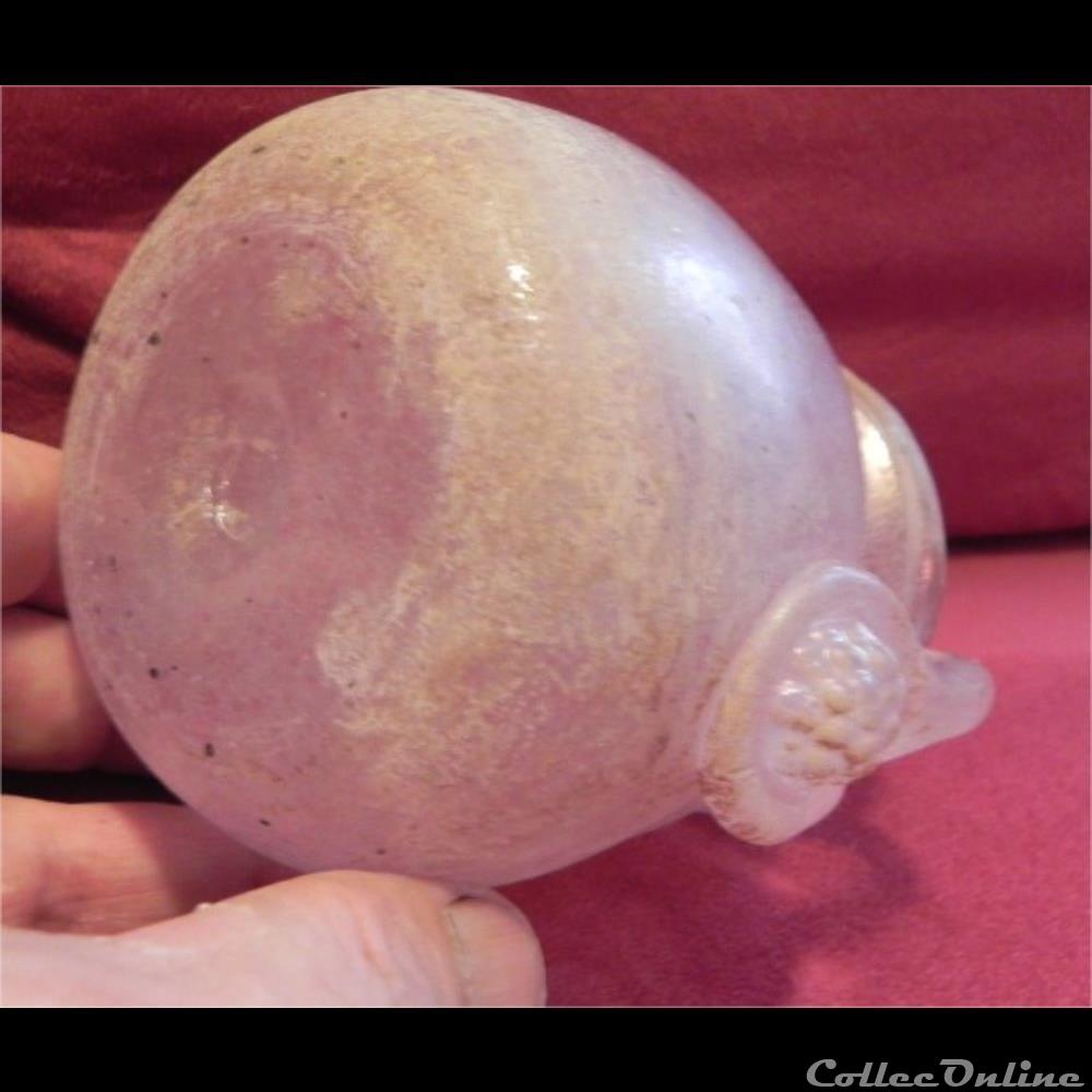 petit vase romain en verre blanc /rose irisé 4 art antiquite archeologie autre petit vase romain en verre blanc rose irise