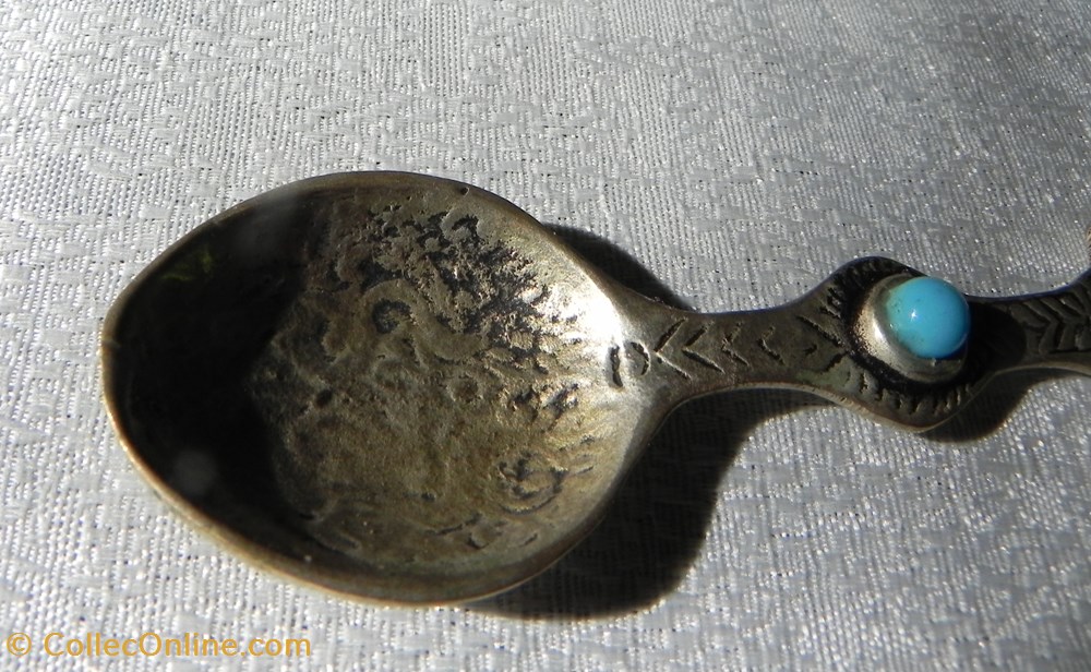 art antiquites oriental cuillere tibet nepal argent et turquoise
