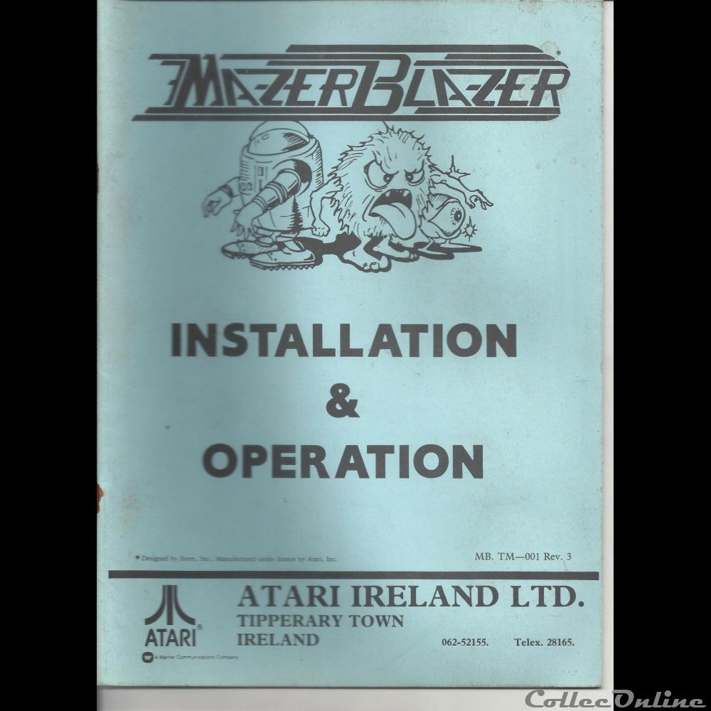 jeux jouet de bar flipper arcade mandat territoriaux manuel instalation jeu atari emazer blazer