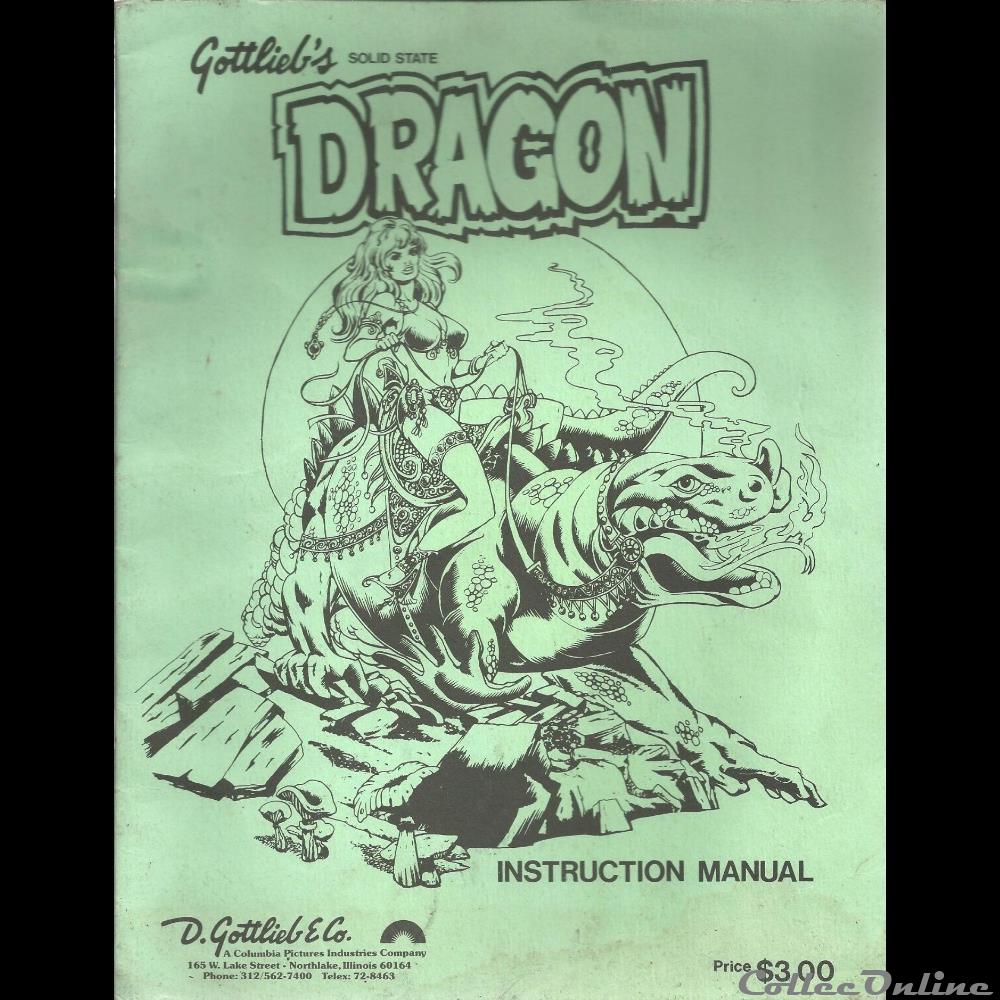 manuel flipper dragon gottlieb's jeux jouet de bar arcade mandat territoriaux manuel flipper dragon gottlies