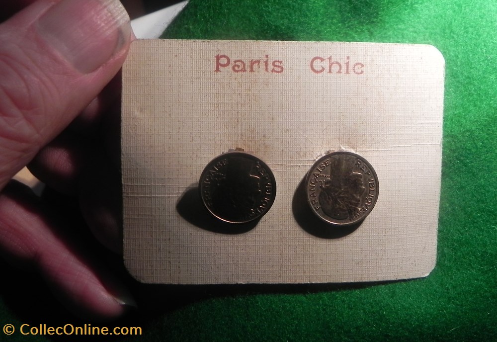paire boucle d'oreille 50 centimes Morlon PARIS chic monnaies paranumismatique jetons poids paire boucle oreille 50 centimes morlon paris chic