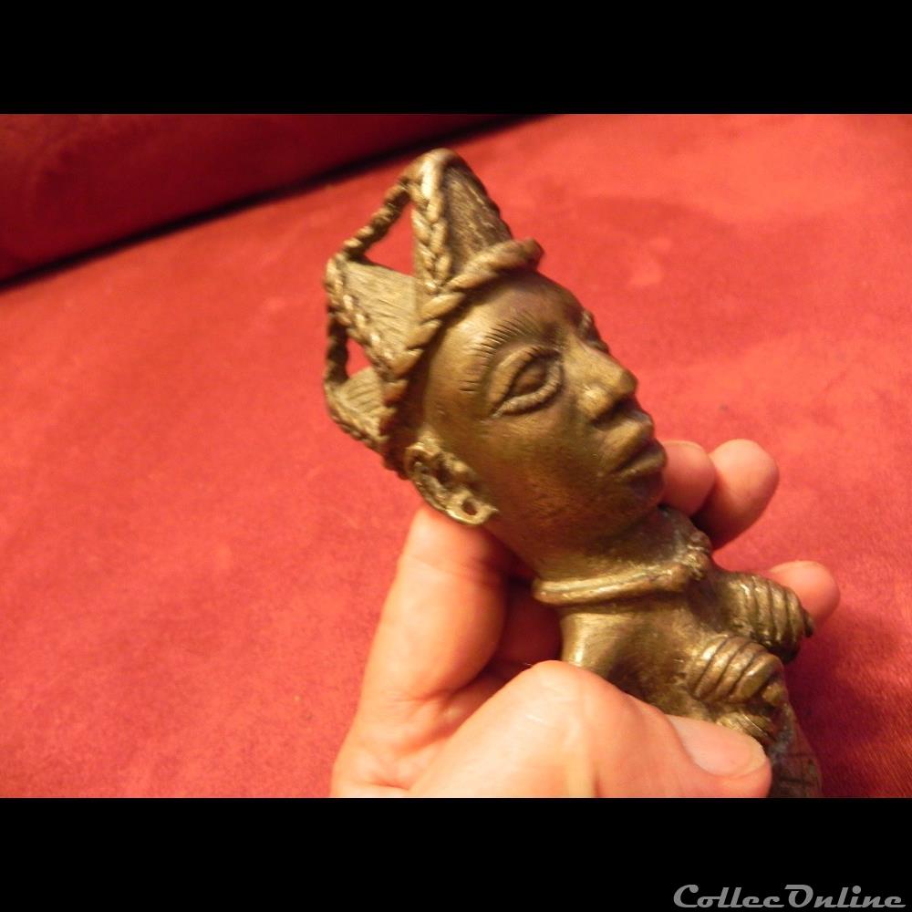 art antiquite africain arme benin manche chasse mouche dignitaire nigeria bronze