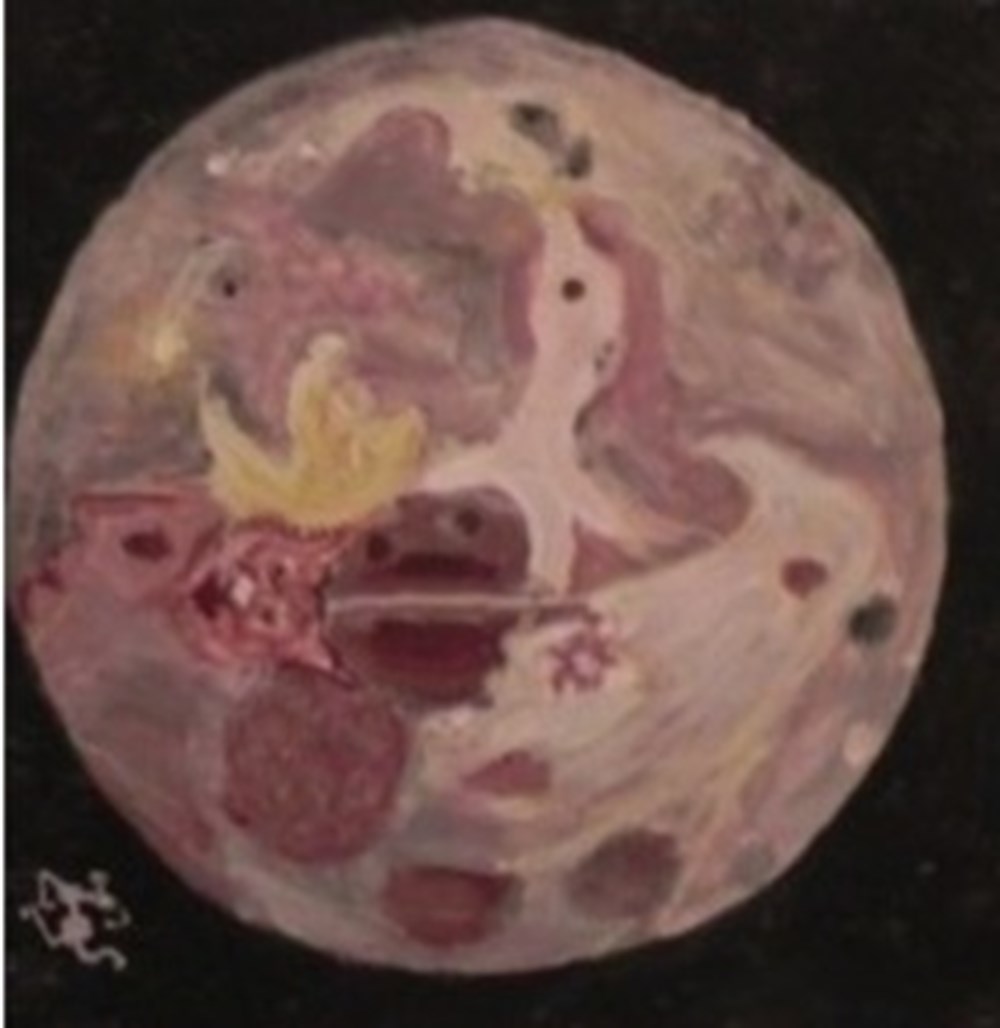 art antiquites peintures dessins lune peinture acrylique sur toile visages et animaux